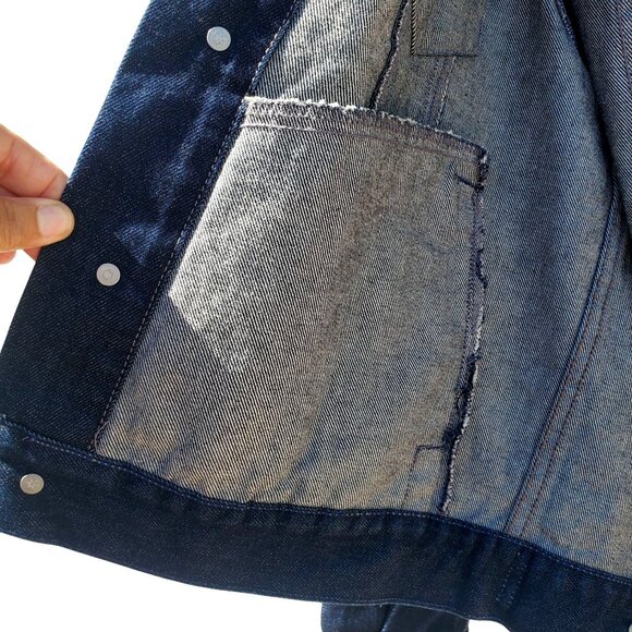 Frida Kahlo Y2K Portrait Denim Trucker Jacket Hand Painted Women L XL / Men M - Picture 14 of 16